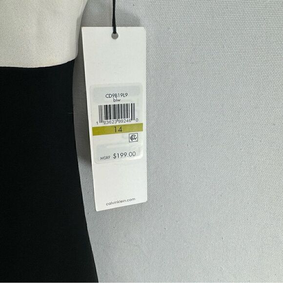 Calvin Klein Sleeveless V-Neck Maxi Ruffle Dress- Black/White- Size 14- NWT - Picture 4 of 11